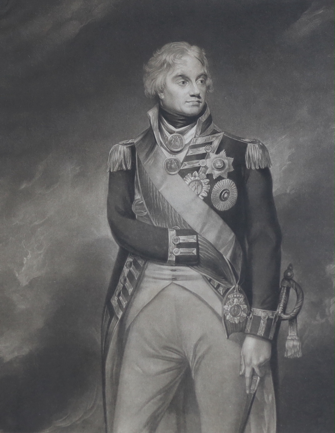 Richard Earlom after Sir William Beechey, mezzotint, 'His Most Noble Lord Horatio Nelson Viscount and Baron Nelson of the Nile', published by Boydell 1806, visible sheet 50.5 x 35.5cm